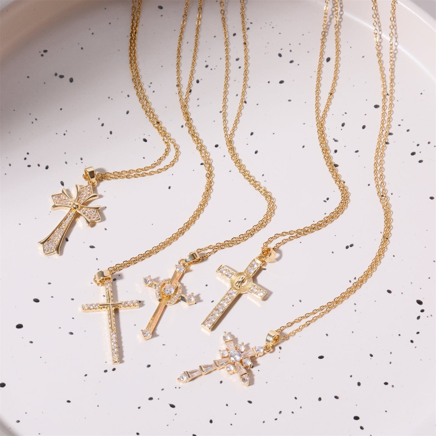 Christian Stainless Steel Inlaid Zircon Cross Necklace Jewelry Pioneer Kitty Market   