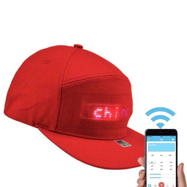 LED Mobile Phone APP Controlled Baseball Cap Hats Pioneer Kitty Market Red  