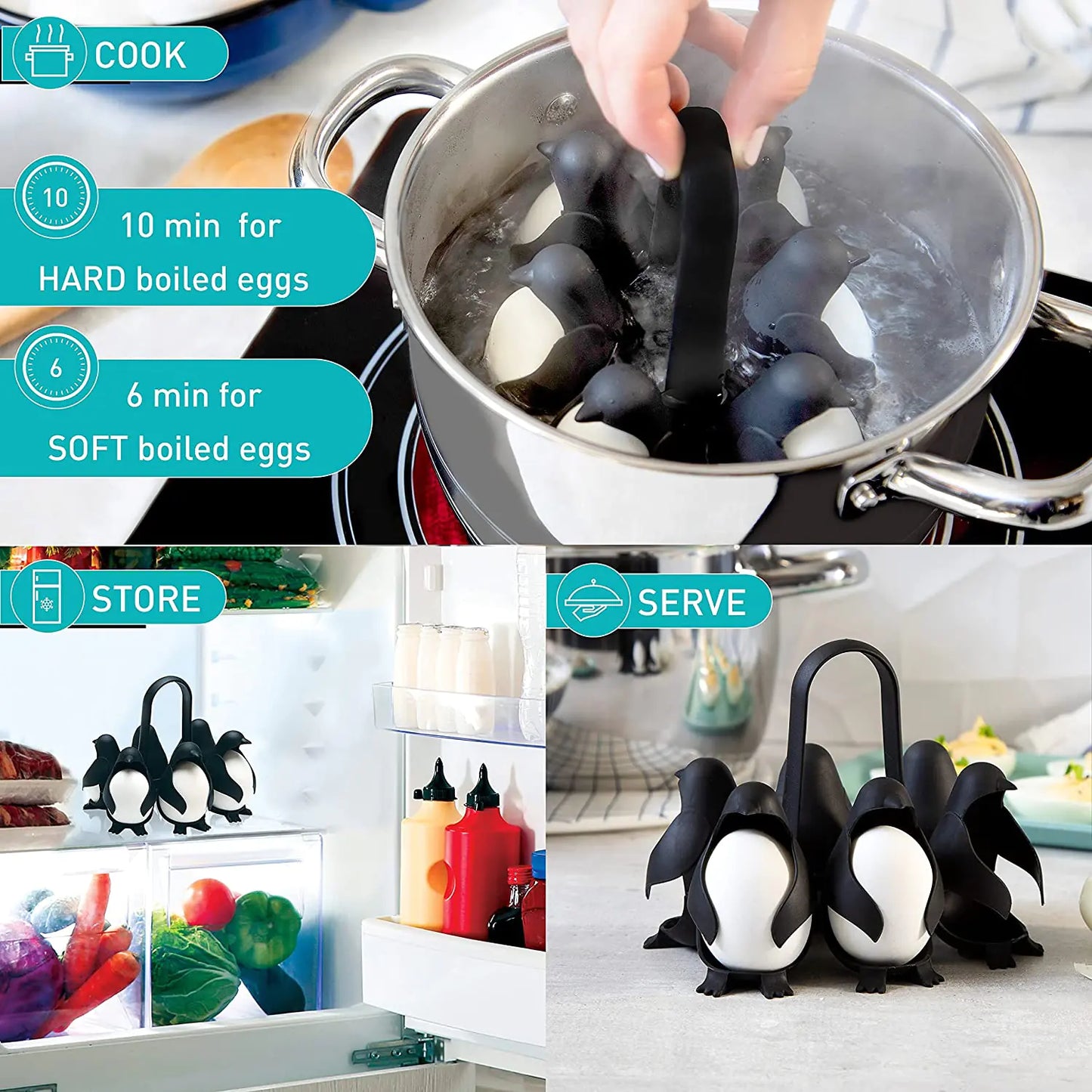 Penguin-Shaped Boiled Egg Cooker kitchen gadget Pioneer Kitty Market   