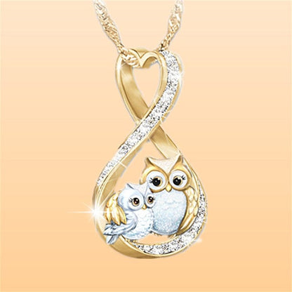 Women's Infinity Owl Ring Pendant Necklace  Pioneer Kitty Market Gold Owls None 