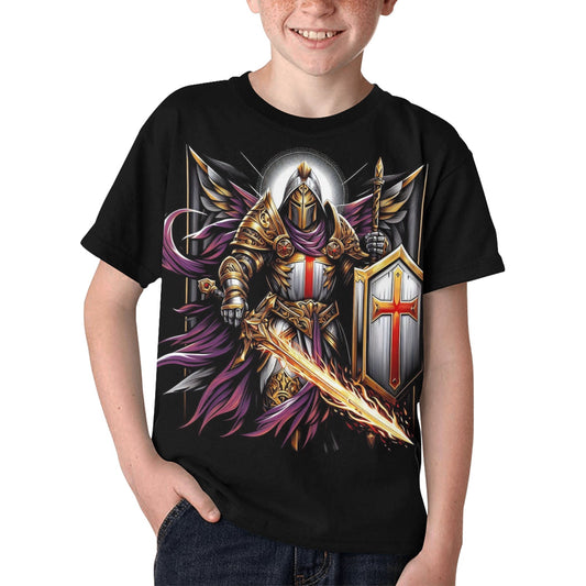Kid's Templar Warrior T-Shirt Shirts & Tops Pioneer Kitty Market Black XS 