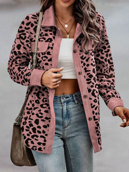 Lady's Leopard Print Buttoned Jacket Jackets Pioneer Kitty Market Dusty Pink S 