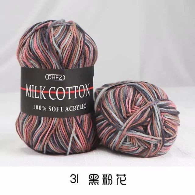 Pretty Colors Cotton Wool Yarn  Pioneer Kitty Market Brownie 110 meters, 