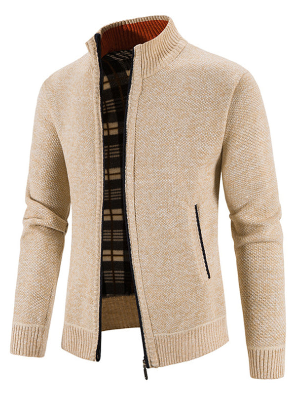 Men's Casual Stand Collar Knitted Cardigan Jacket kakaclo