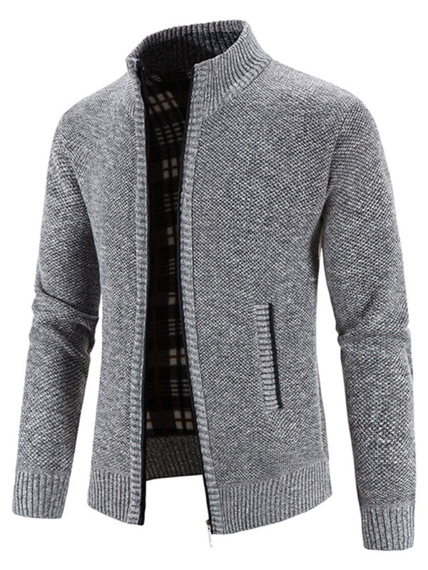 Men's Casual Stand Collar Knitted Cardigan Jacket kakaclo