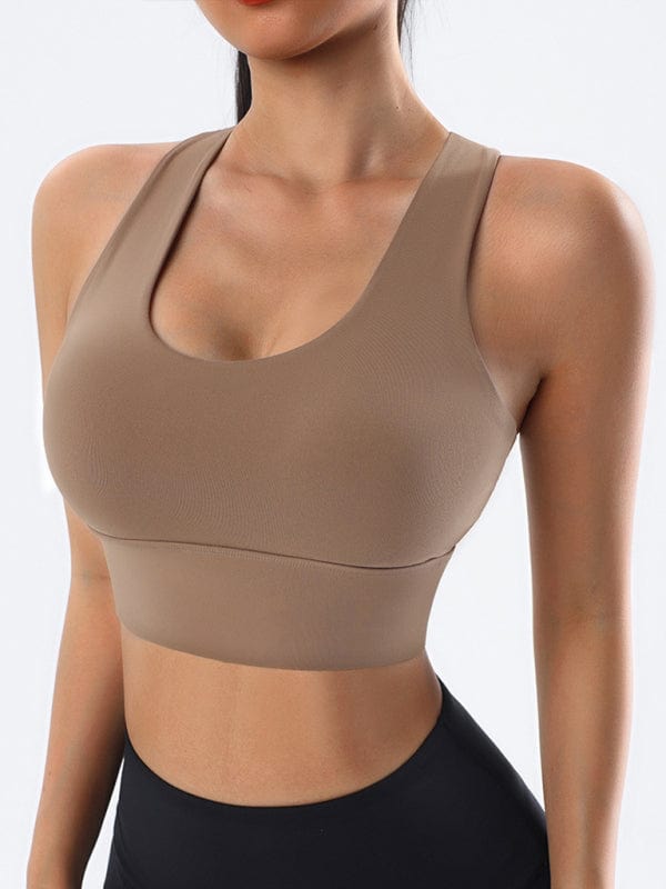 Women's Crossback Athletic Sports Bra  kakaclo Coffee S 