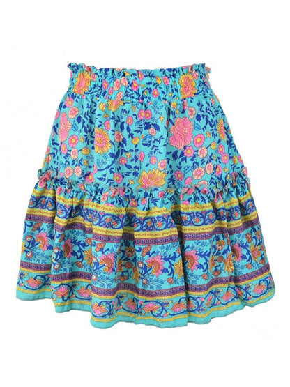 Women's Printed Bohemian Ethnic Ruffle Skirt  Pioneer Kitty Market   