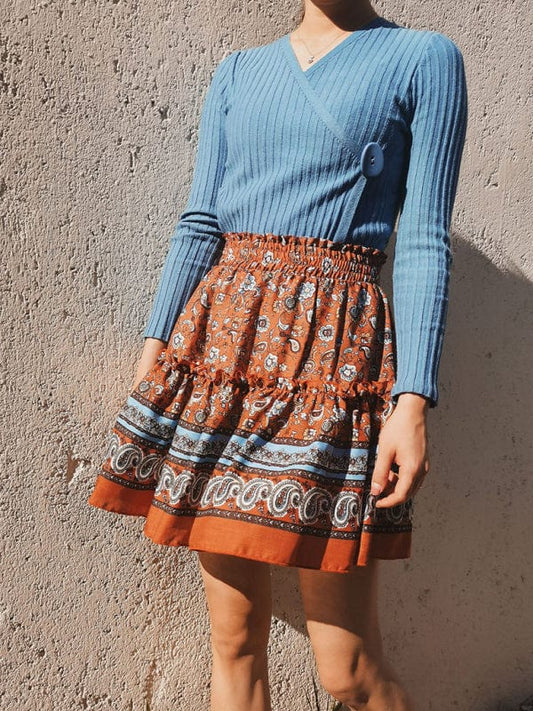 Women's Printed Bohemian Ethnic Ruffle Skirt