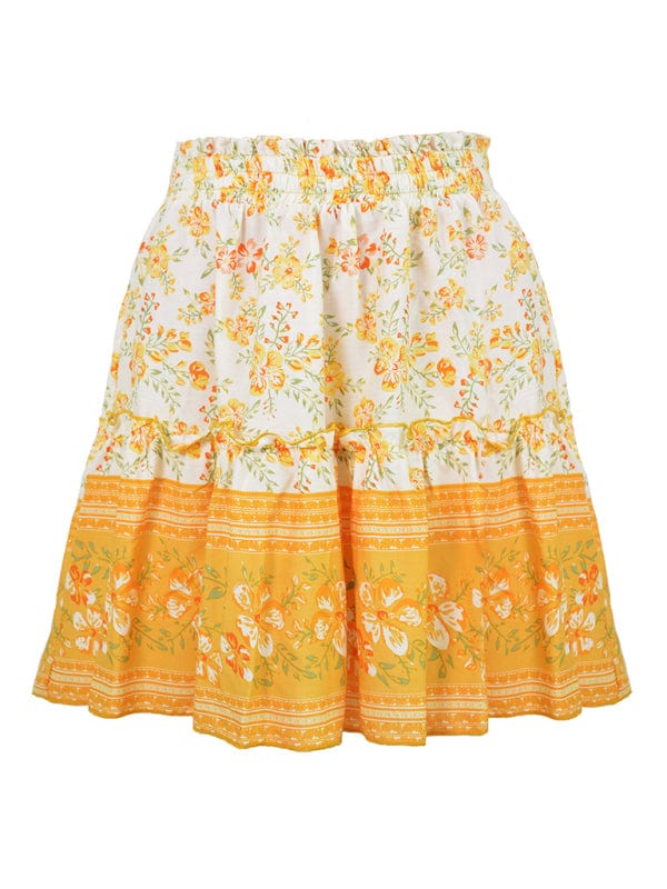 Women's Printed Bohemian Ethnic Ruffle Skirt  Pioneer Kitty Market   