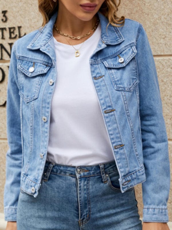Women's slim lapel regular denim jacket  Pioneer Kitty Market Blue S 