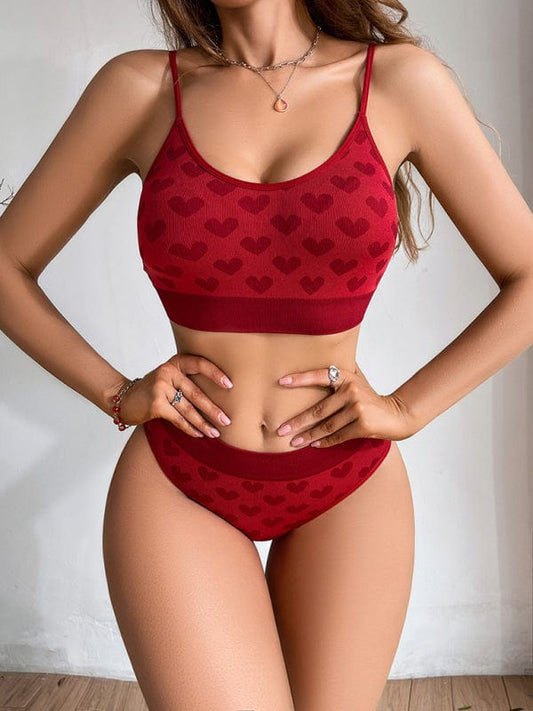 Women's Valentine's Day Breathable Seamless Underwear Set  kakaclo Red XS 