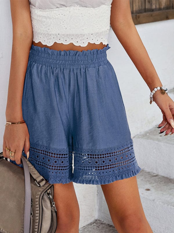 Women's Classy Bohemian Summer Lace Patchwork Wide Leg Shorts  Pioneer Kitty Market   