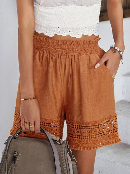 Women's Classy Bohemian Summer Lace Patchwork Wide Leg Shorts  Pioneer Kitty Market   