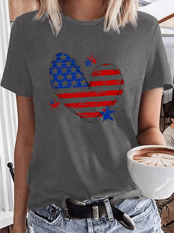 Love American Independence Day Women's T-shirt Shirts & Tops Pioneer Kitty Market Charcoal XS 