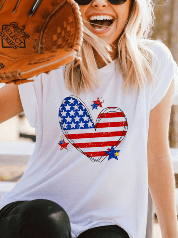 Love American Independence Day Women's T-shirt Shirts & Tops Pioneer Kitty Market White XS 