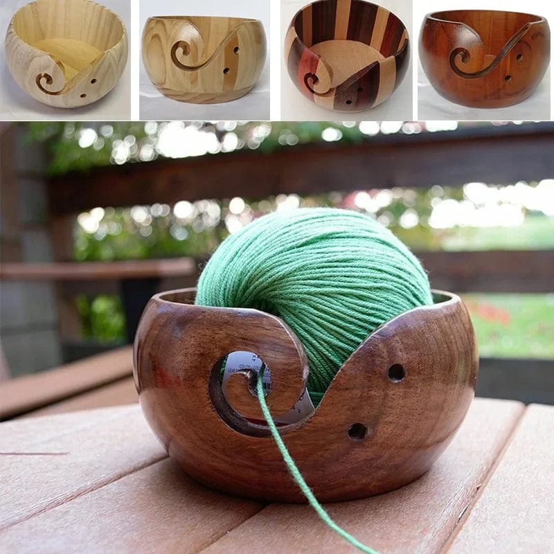 Natural Wooden Yarn Storage Bowl Home Decor Pioneer Kitty Market   