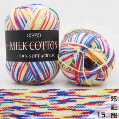 Pretty Colors Cotton Wool Yarn  Pioneer Kitty Market Bright Rainbow 110 meters, 
