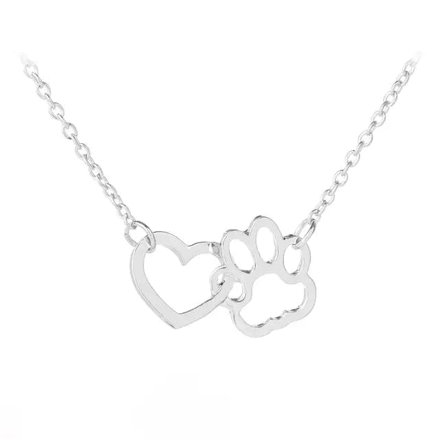 Pet Paw Love Heart Necklace  Pioneer Kitty Market Silver  