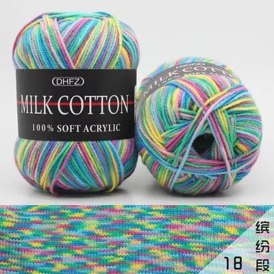 Pretty Colors Cotton Wool Yarn  Pioneer Kitty Market Pastel Rainbow 110 meters, 