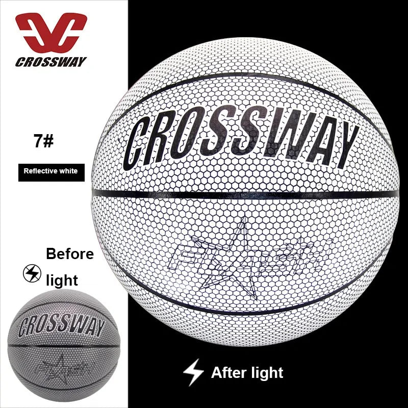 Crossway Luminous Holographic Reflective Wear-Resistant Basketball basketball Pioneer Kitty Market Reflective white 7 