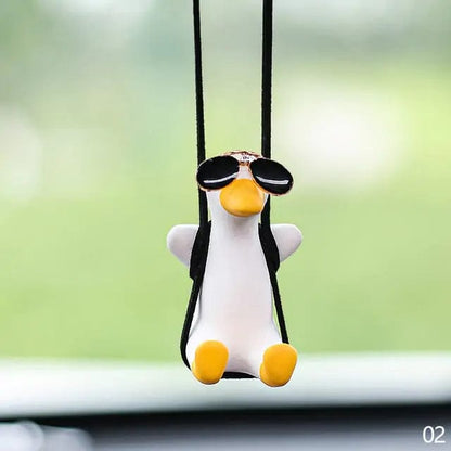 Hanging Car Pendant Cute Swinging Duck Ornament  Pioneer Kitty Market Sunglasses Duck  