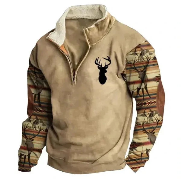 Men's Printed Half-Zip Fleece Sweater Pioneer Kitty Market