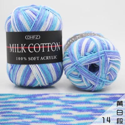 Pretty Colors Cotton Wool Yarn  Pioneer Kitty Market Bluey White 110 meters, 