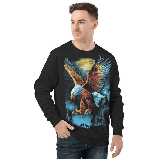 Men's Flying Eagle Pullover Polyester Sweatshirt  Pioneer Kitty Market S  