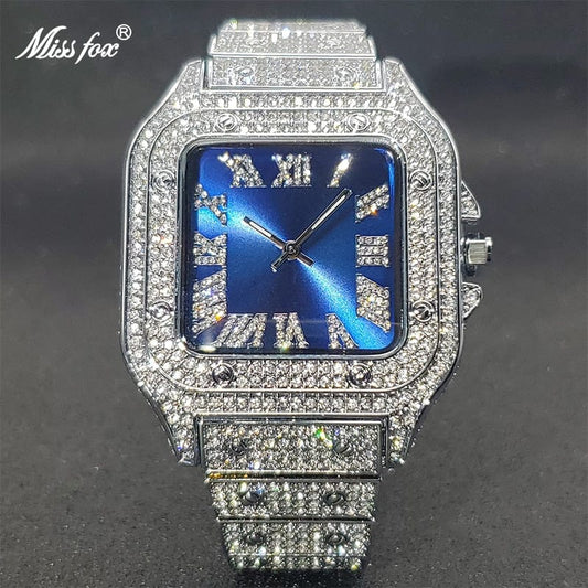 Men's Ice Out Diamond Square Watch by Miss Fox
