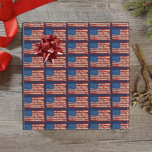 Rugged American Flag Gift Wrapping Paper Roll
