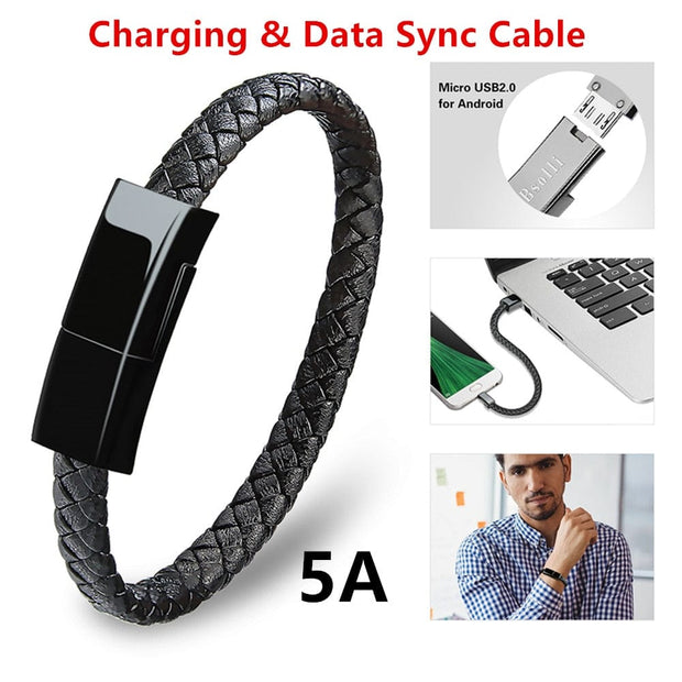 Unisex USB Charging Micro Cable Bracelet