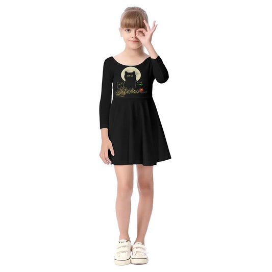 Night Cats Kid's Long Sleeve Dress Dance Dresses, Skirts & Costumes Yoycol   