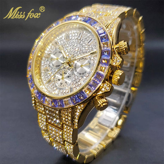 Men's Luxury Gold or Silver Waterproof Stainless Steel Watch