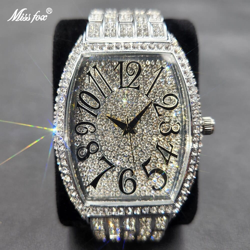 Men's Popular Tonneau Diamond Luxury Watch by Miss Fox