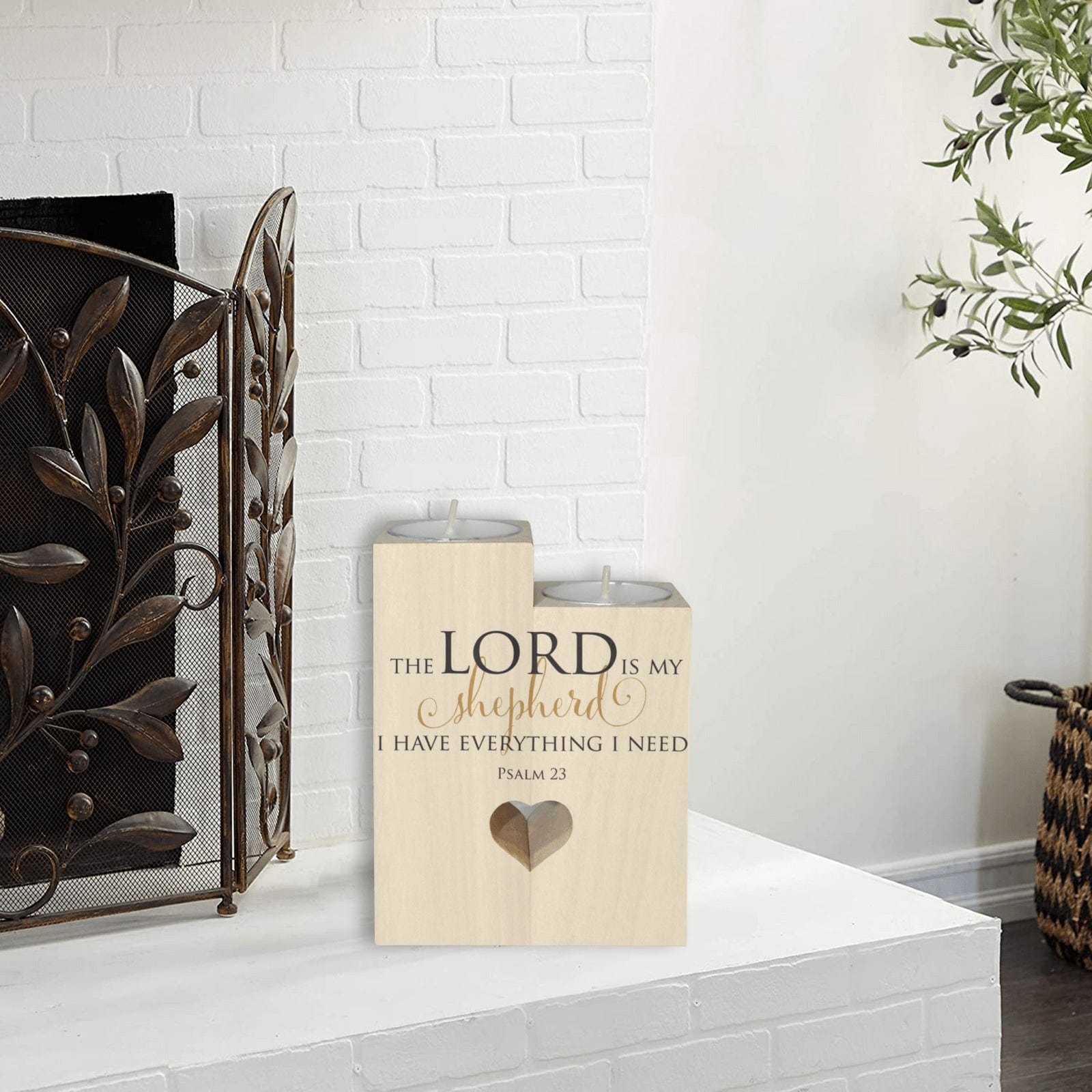 Lord is My Shepherd Wooden Candle Holder