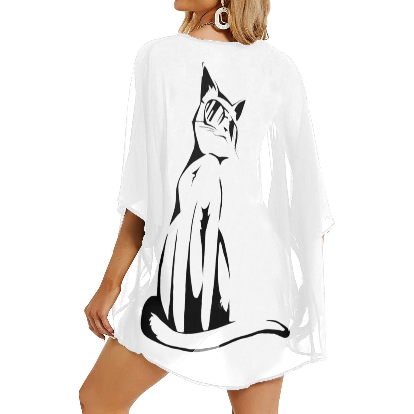 Kitty Cool Kimono Chiffon Cover Up Cover Up interestprint   