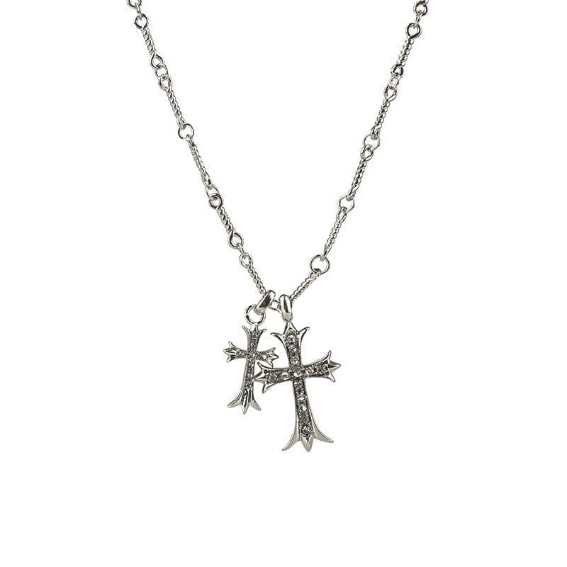 Retro Christian Cross Zircon Necklace Jewelry Pioneer Kitty Market   