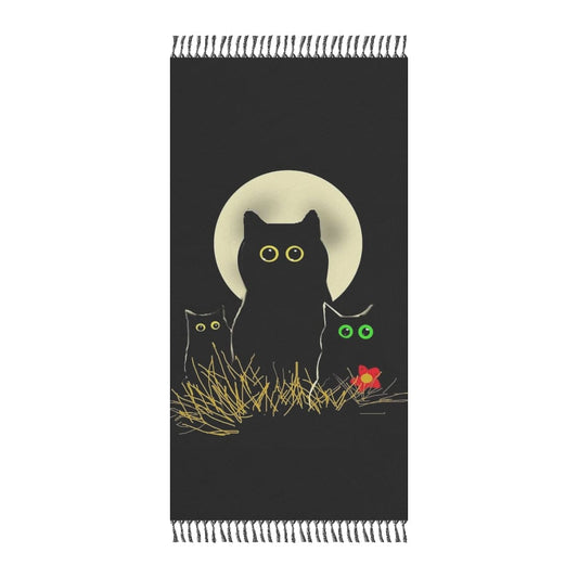 Night Cats Boho Beach Blanket Home Decor Printify 38" × 81" Polyester 