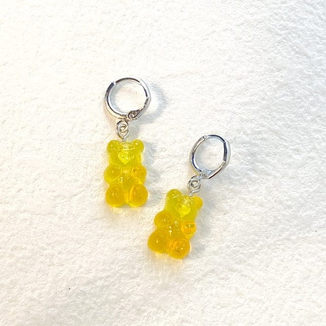 Korean Inspired Acrylic Gummy Teddy Bear Dangle Earrings Jewelry Pioneer Kitty Market Yellow  