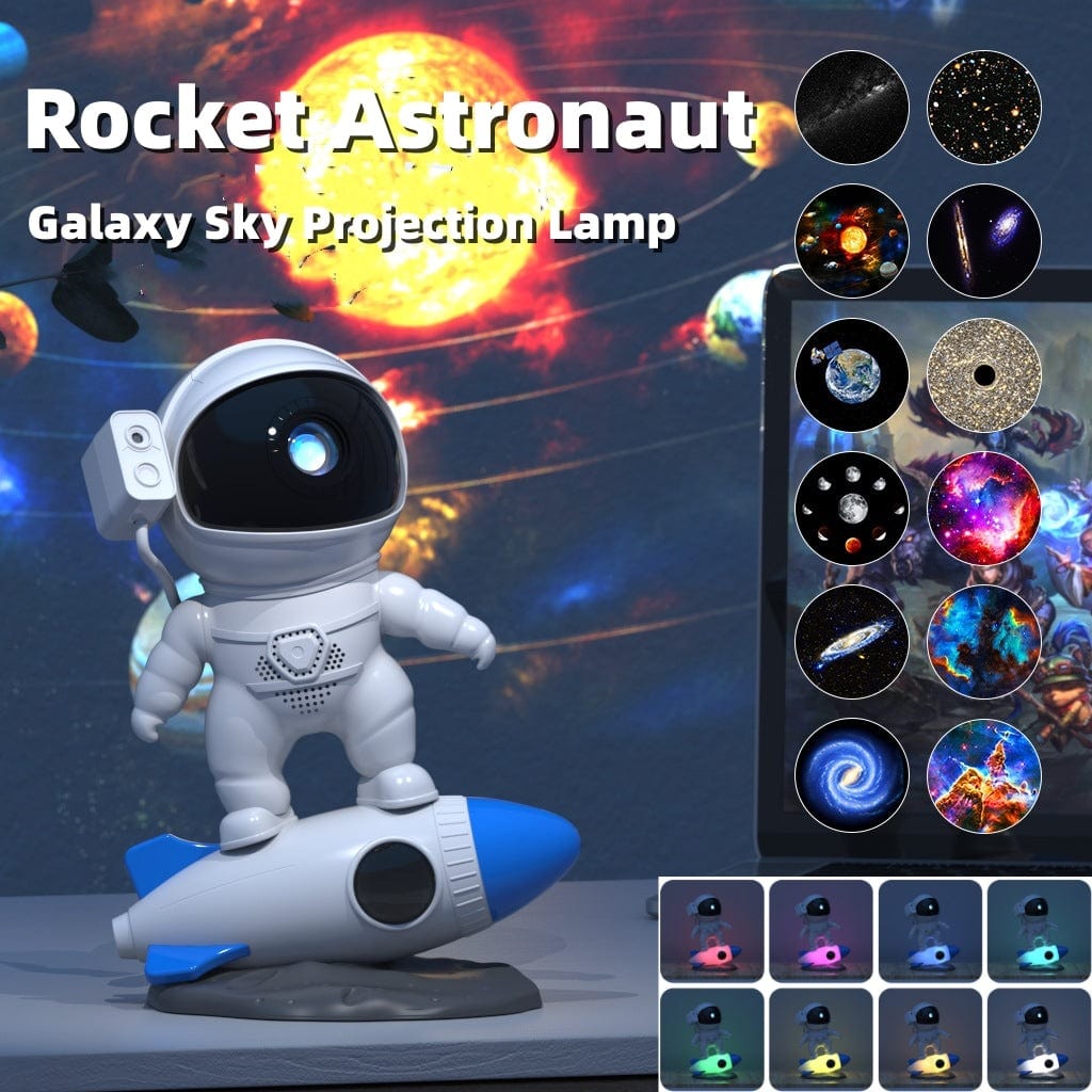 Rocket Astronaut Galaxy Starry Sky Projector Lamp Desktop Lamps Pioneer Kitty Market   