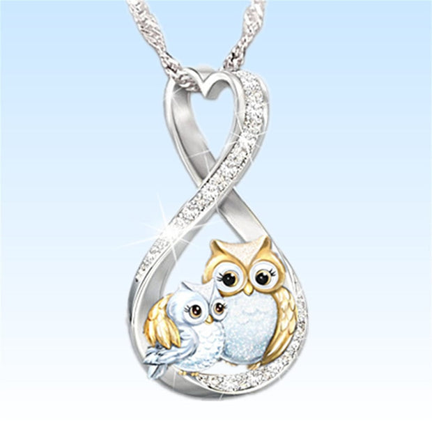 Women's Infinity Owl Ring Pendant Necklace
