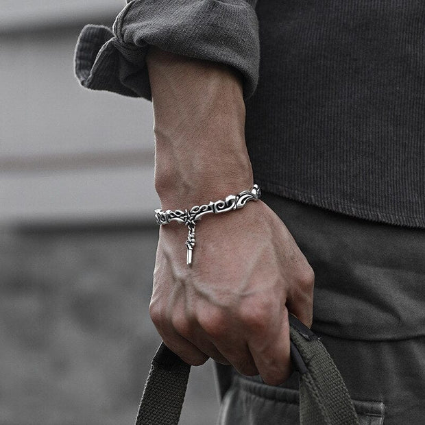Men's Christian Cross Bangle Bracelet