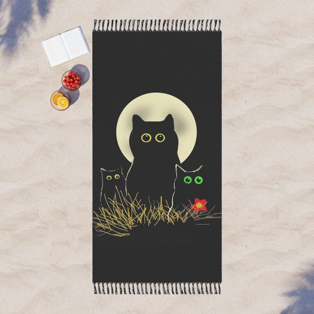 Night Cats Boho Beach Blanket Home Decor Printify   