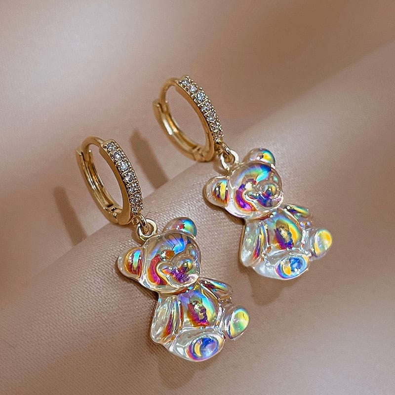 Korean Inspired Acrylic Gummy Teddy Bear Dangle Earrings Jewelry Pioneer Kitty Market   