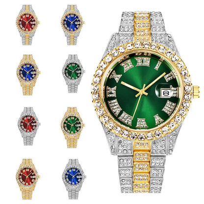 Men's Luxury Diamond Bezel Roman Numeral Wrist Watch  Pioneer Kitty Market   