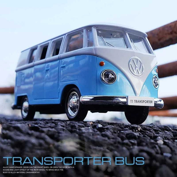 Light Blue and White Volkswagen Mini Bus