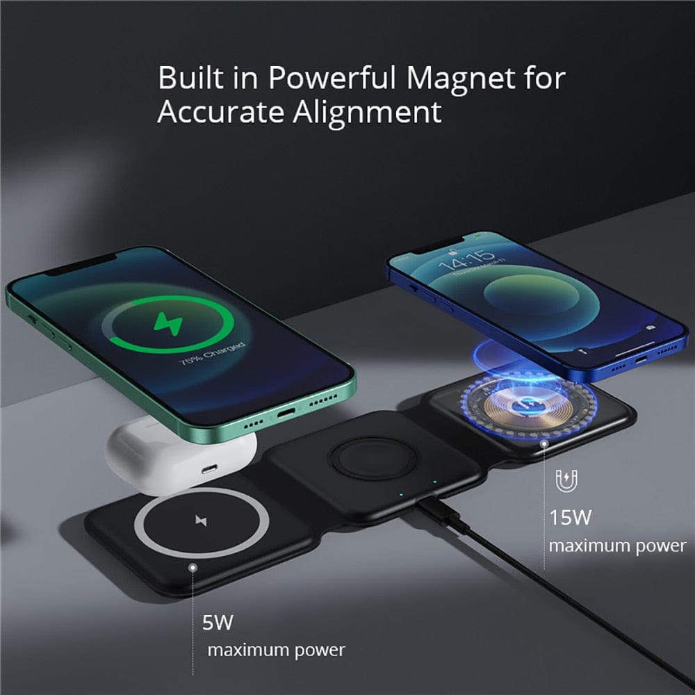 Foldable Wireless Charger for Apple/Smart Watch and iPhone/Smartphone