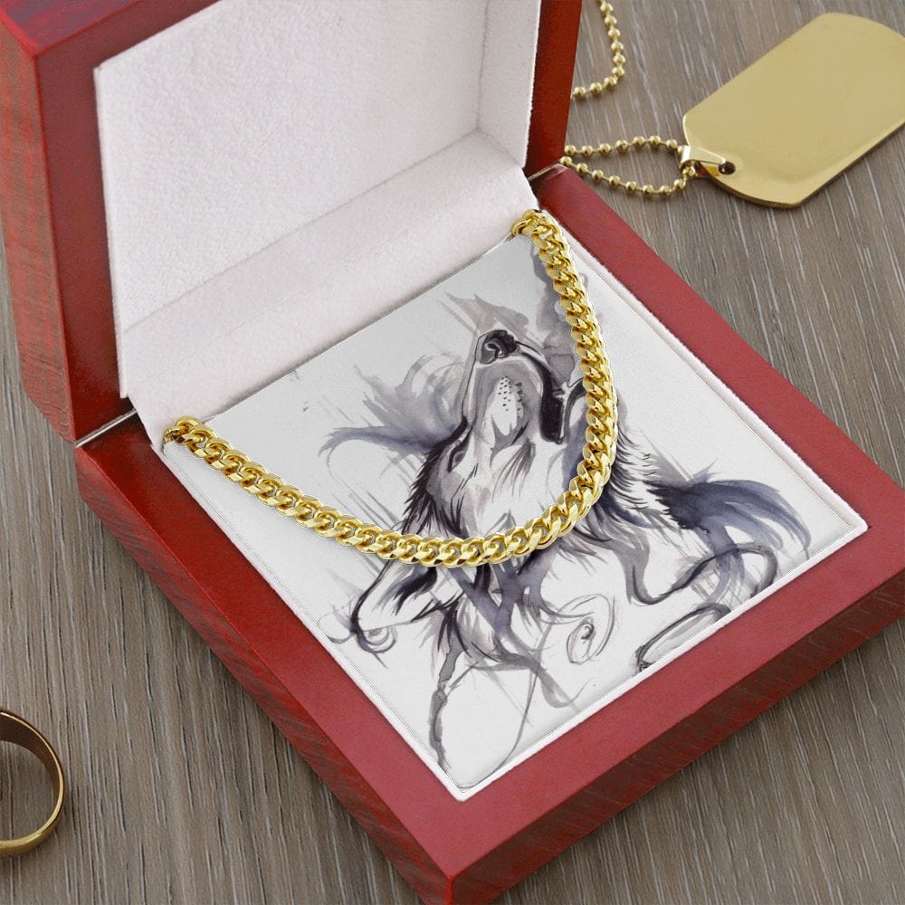 Men's Cuban Link Chain Necklace Jewelry ShineOn Fulfillment 14K Yellow Gold Finish Luxury Box 