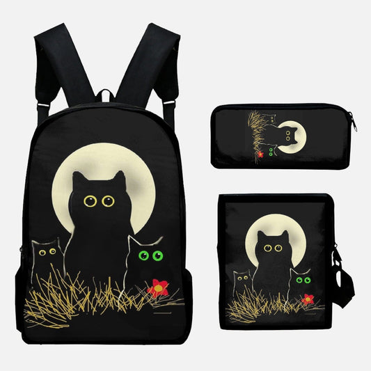 Night Cats Backpack Set Backpacks Pioneer Kitty Market 3PC  