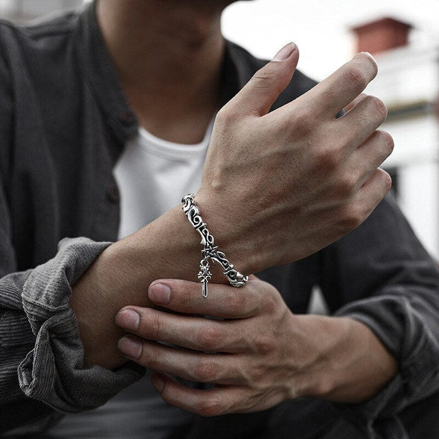 Men's Christian Cross Bangle Bracelet